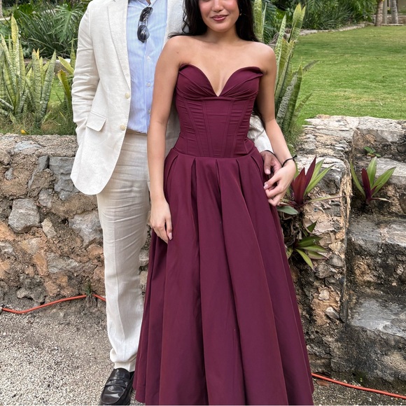 House of CB Lady Dress - Wine/Burgundy - Picture 2 of 5